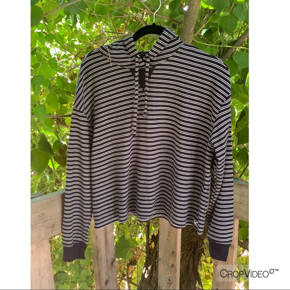 Blue and white striped thin sweater